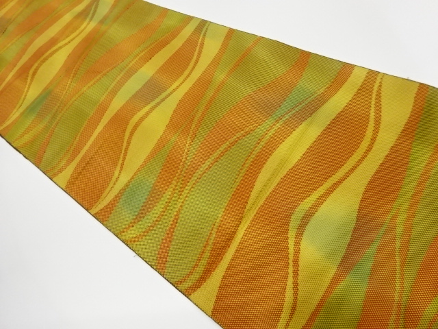 リサイクル　本場筑前博多抽象横段模様織出し名古屋帯